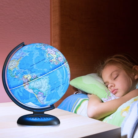 8" Illuminated World Globe Up-to-date W/ Stand Built-in LED Night View Kids